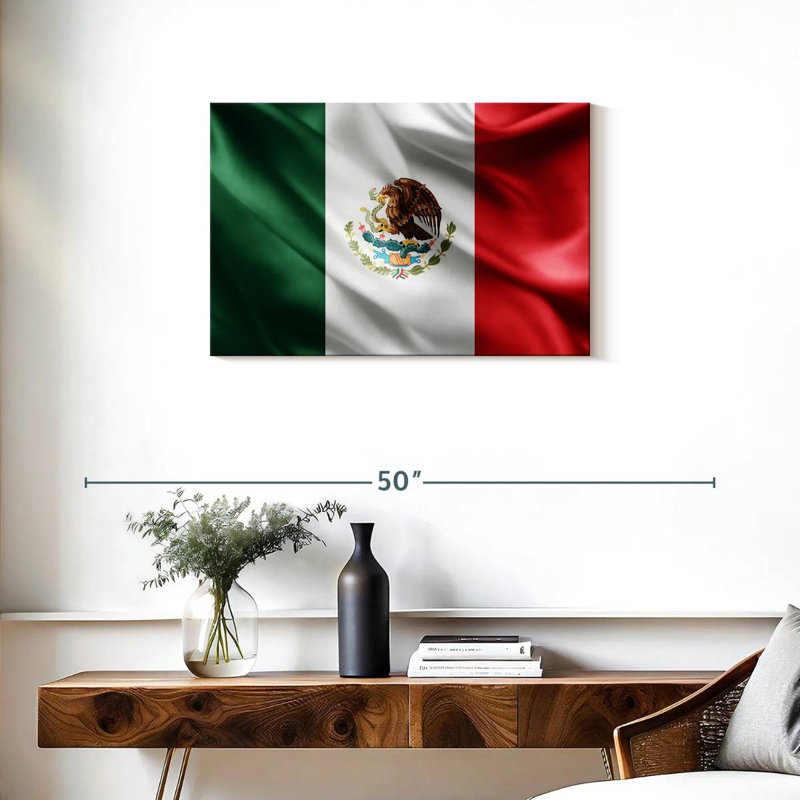 Borges Silk Mexican Flag, 20" H x 30" W