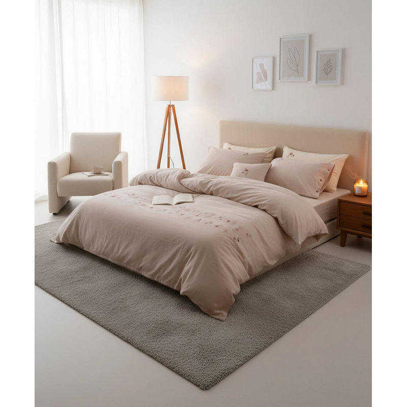Luxury Ranforce Single Quilt Cover Set, Dusty Rose, 53.1 x 78.7 inches | 100% Cotton, Yarn Dyed & Garment Wash, Includes One 31.5 x 31.5 inches Pillowcase | Machine Washable, Soft & Cozy Bedding for Elegant Bedrooms