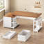 Bureau d'ordinateur en L 67 po réversible avec 4 tiroirs en tissu