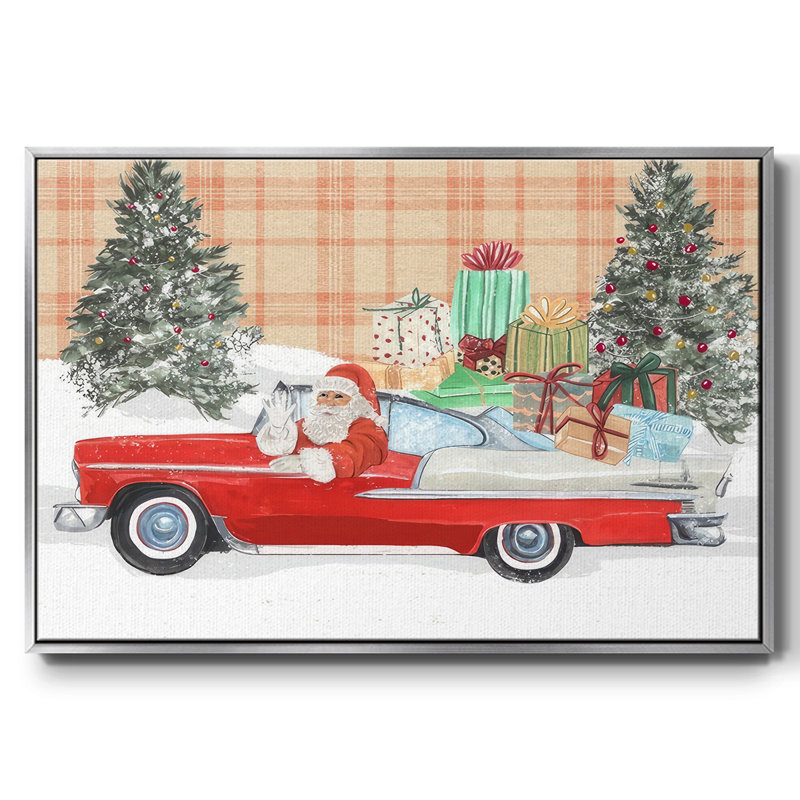 Père Noël sur roues II, H 17 po x l 25 po x P 1,5 po, Argent