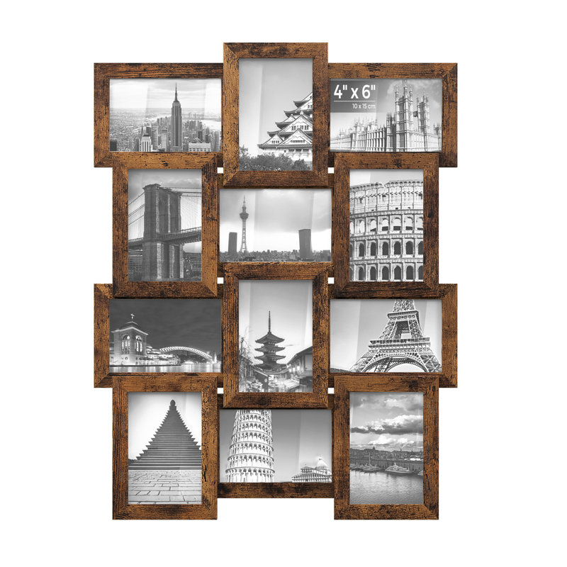 Collage Picture Frames, 12 Frames For 4X6 Photos, Collage Photo Frames For Wall, Multi Frames, Wall Decor, Brown