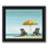 « beach chaises under jaune parasol », peinture à l’acrylique sur toile en bleu