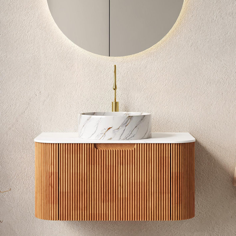 Ensemble de meuble-lavabo mural 30 po Echoe, Orange clair