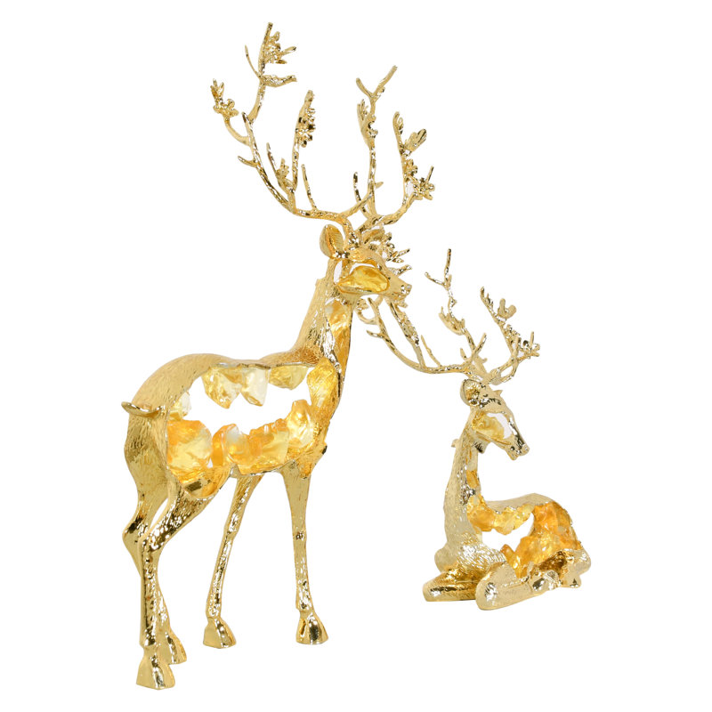 Golden Quartz Deers Set Of 2