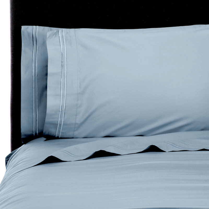 Benin Embroidered 1000 Thread Count 55% Cotton / 45% Polyester Sheet Set, Queen Sheet Set with Fitted Sheet and Pillowcases