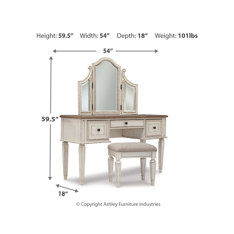 Coiffeuse et miroir avec tabouret Cytlali