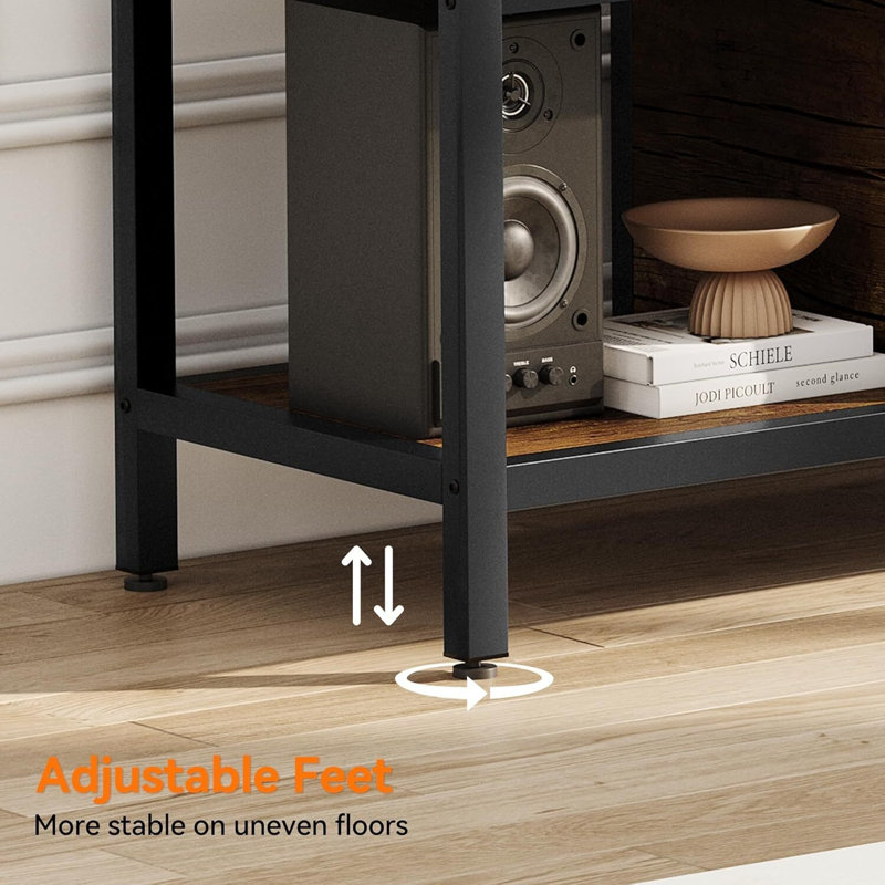 Meuble télé avec espace de rangement, H 18,5 po x L 58 po x l 15,8 po, Brun rustique