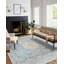 Tapis d'intérieur en polyester bleu antique / gris Jules-1261081255