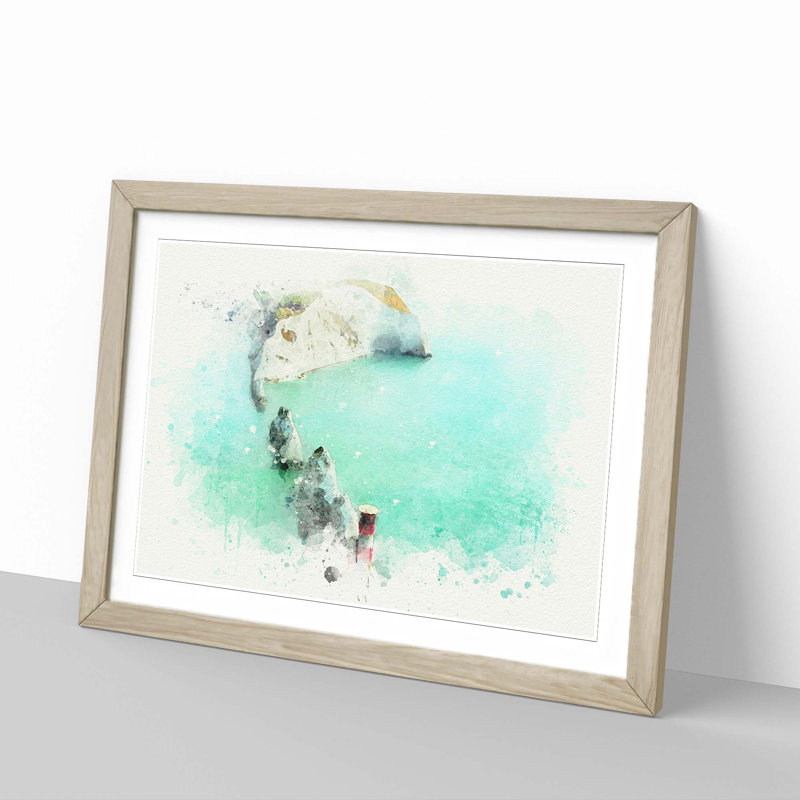The Needles Isle of Wight in Abstract - Picture Frame Graphic Art Print, Oak Framed, 27cm H x 36cm W x 2cm D