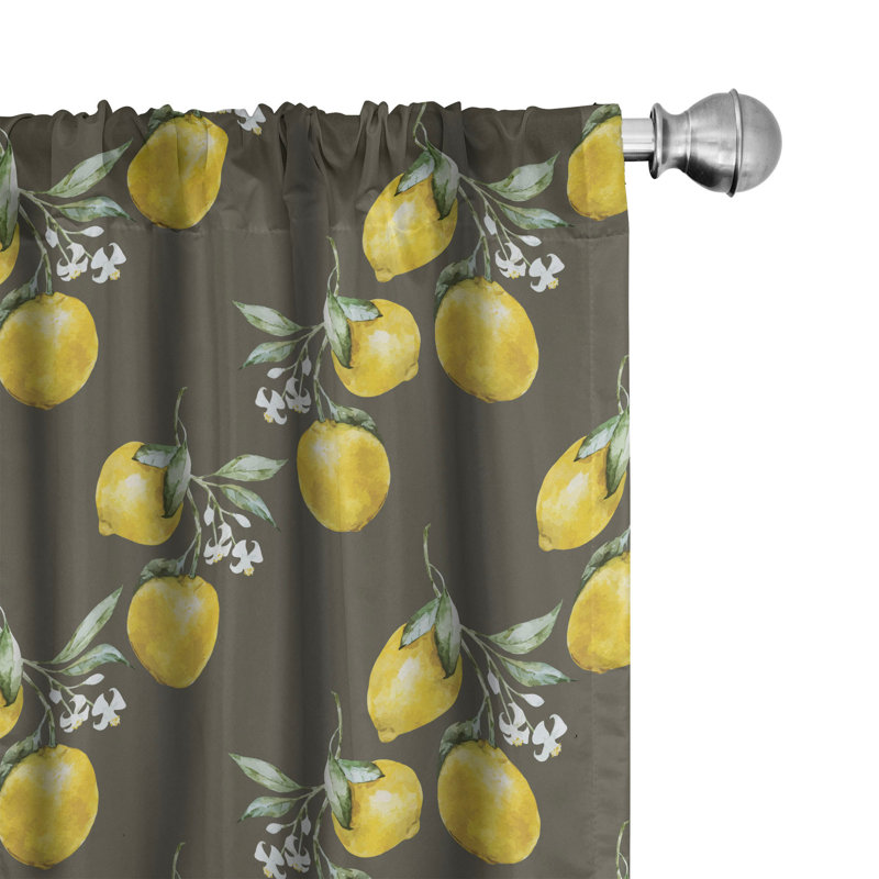 Rideaux 4 panneaux Ambesonne Nature, branches de citron, vert olive, jaune, L 56 po x L 95 po