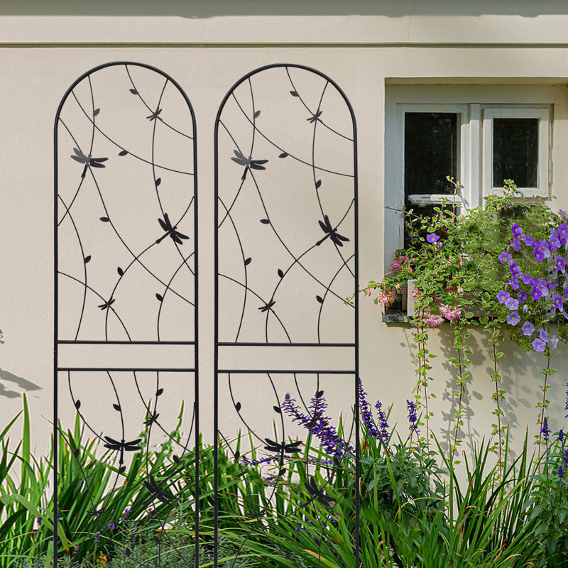 Paquet de 4 treillis de jardin en métal 86,7 po x 19,7 po, noir antirouille, noir, processus d'assemblage simple pour plantes grimpantes 86,7 po x 19,7 po, 4 antirouille, assistance, fleurs pratiques