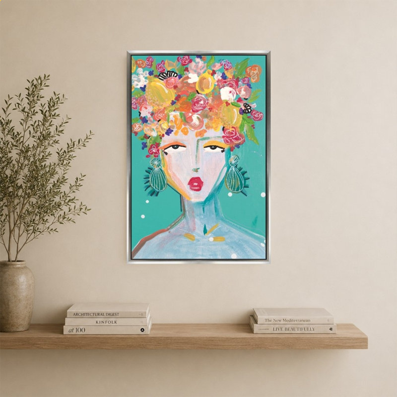 "Floral Lady Turquoise" par Nola James - Impression sur toile