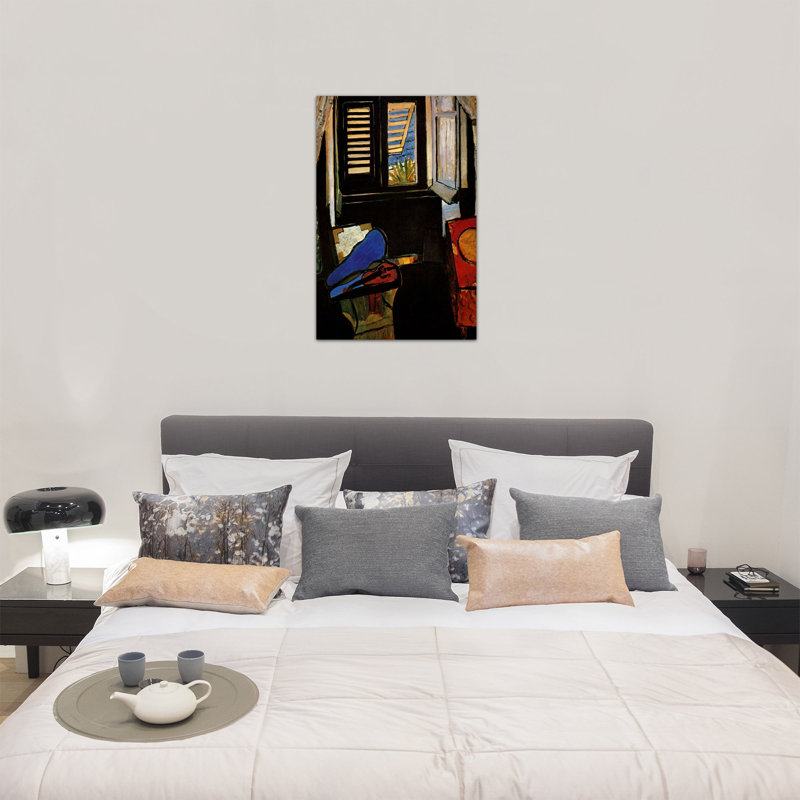 «Interior with a Violin» par Henri Matisse - reproduction imprimée, H 26 po x l 18 po x P 1,5 po, Toile avec cadre blanc