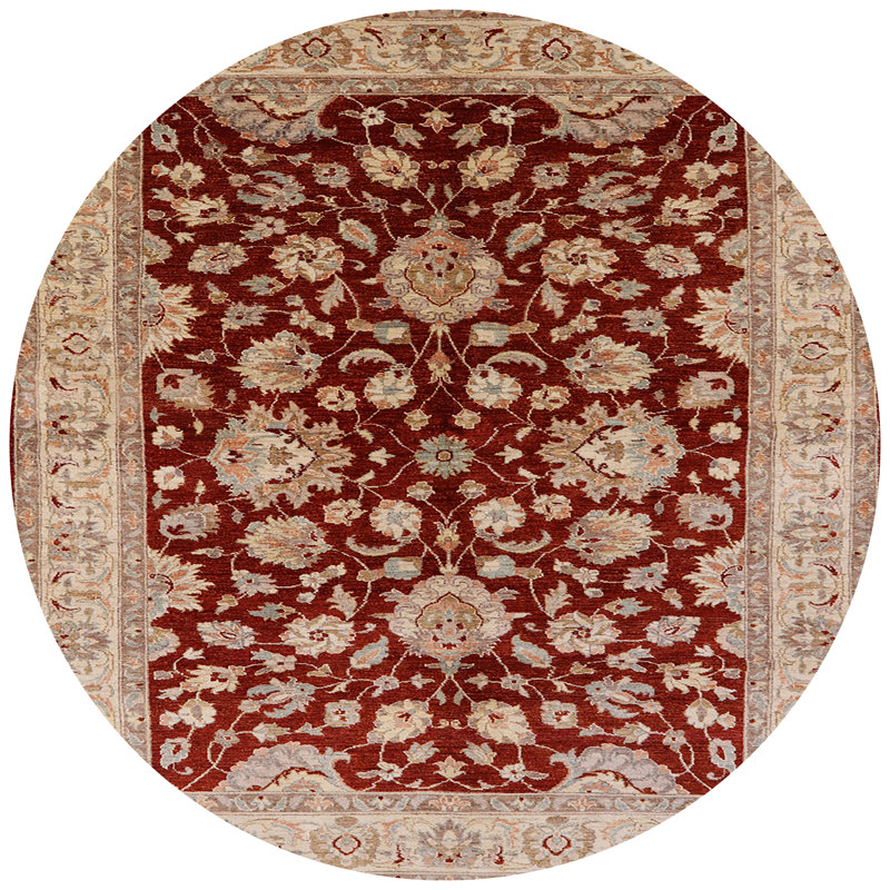 Tapis oriental beige / rouge Clifftop, Rond 8 pi