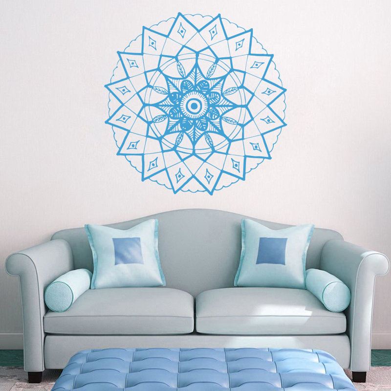 Adhésif décoratif mandala yoga, H 20 po x l 22 po, Bleu