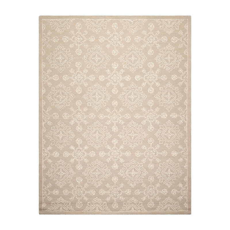 Tapis oriental transitionnel beige en laine touffeté à la main 7 pi 8 po x 10 pi