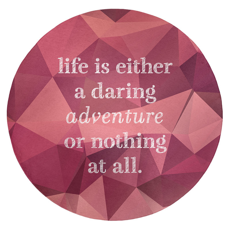 Tapis en poly-chenille life quote, Rond 5 pi