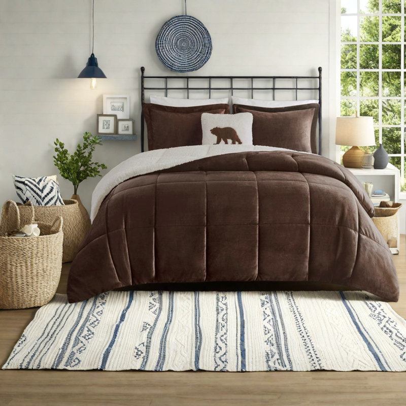 Cozy Plush To Sherpa Bedding Sets, Polyester Material, Rustic Style For Home Comfort