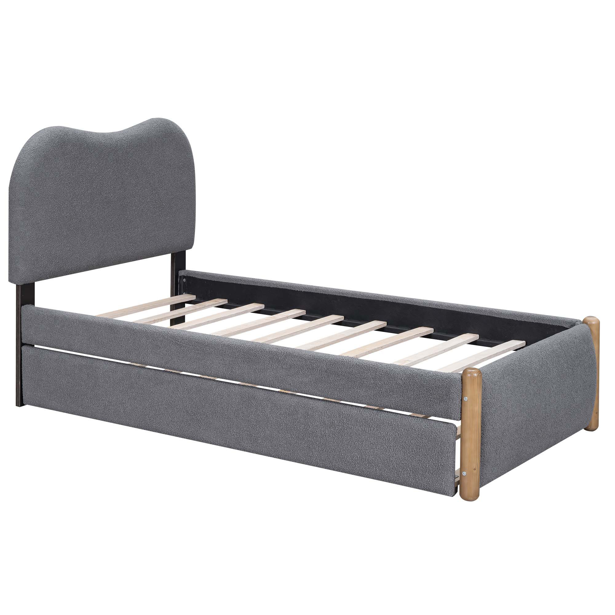 Latitude Run® Upholstered Platform Bed With Wood Supporting Feet And ...
