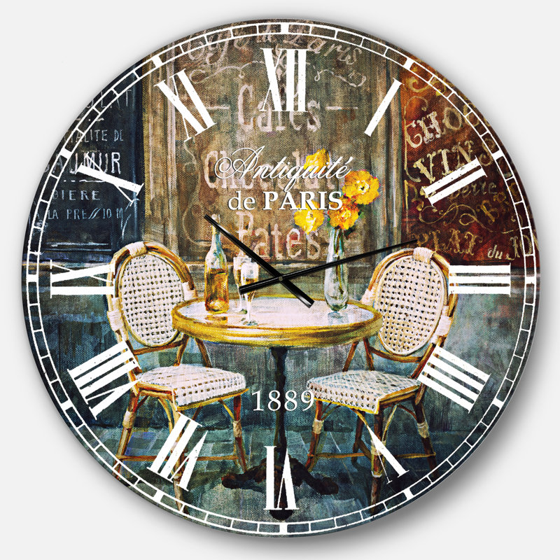 French Cafe - Horloge murale traditionnelle, Surdimensionné