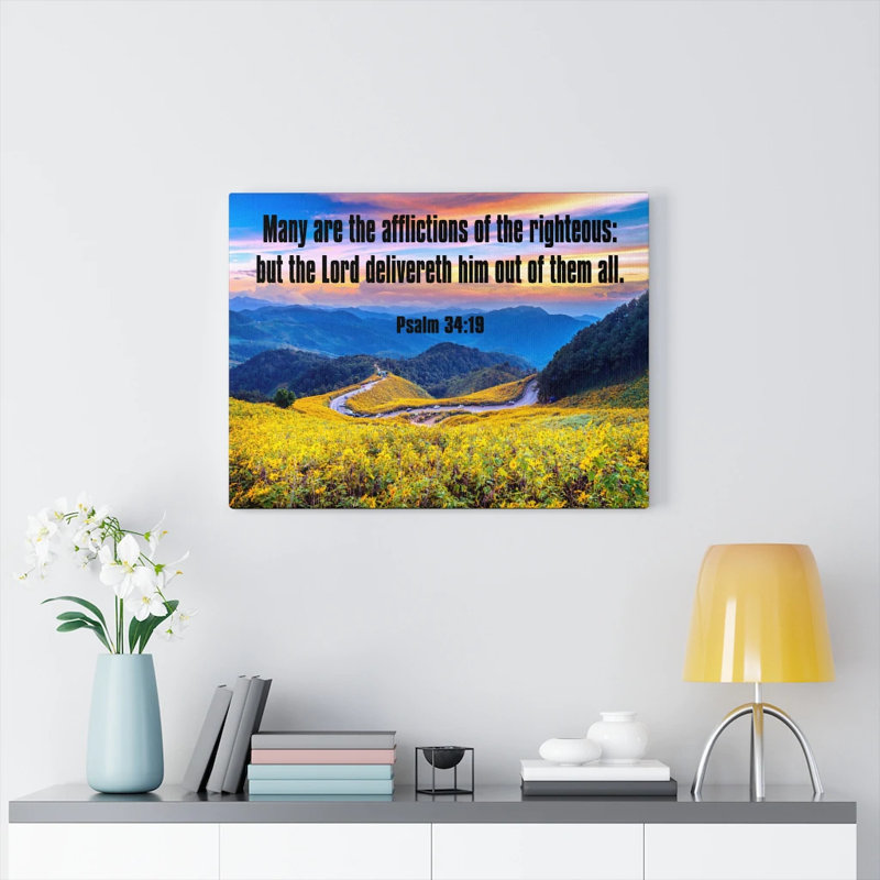 Afflictions Of The Righteous Psalm 34:19 - Wrapped Canvas Print, 61cm H x 76cm W