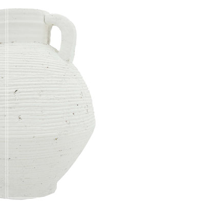 D8.1x9.8" Rustic White Terracotta Vase with Handles