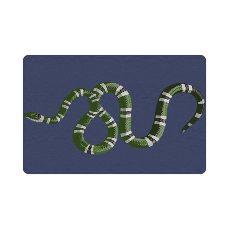 Serpent Vegan Leather Rectangle Pebble Placemat, Blue