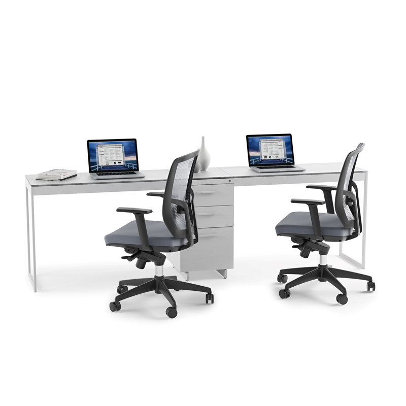 Centro White and Gray Glass 3-Drawer Mobile File Cabinet