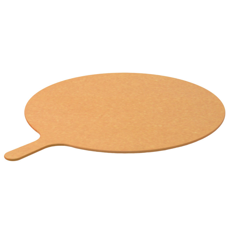 LloydPans Wood Fiber Laminate 18 inch Round Pizza Serving/Cutting Board with Handle.