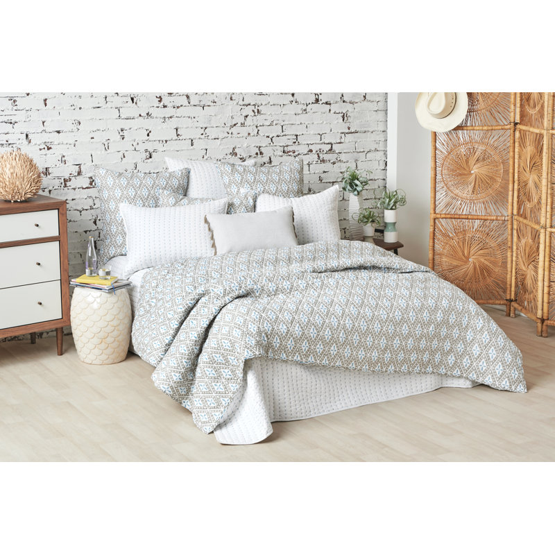 Sky Blue Cotton Reversible Queen Quilt