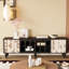 Cream abstract air solid wood TV cabinet