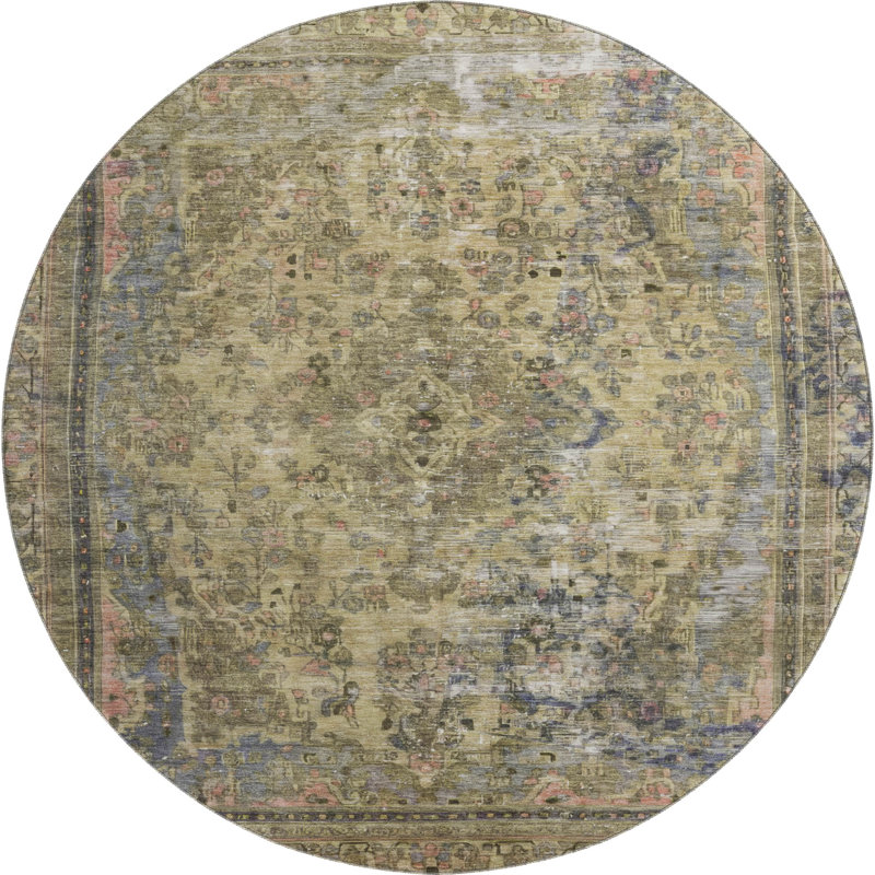Premium Machine Washable Lampkins AMF1646 Global Rug, Round 8'