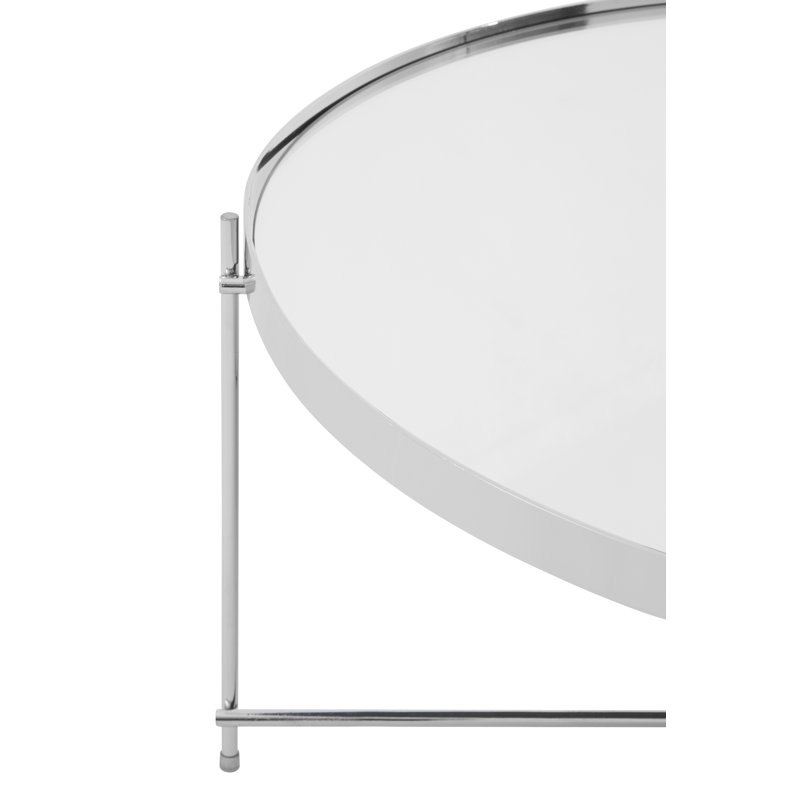 Fultz Cross Legs Coffee Table, Chrome, Sliver Mirrored