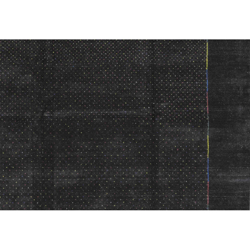 Polka Dots Handmade Flatweave 8'9" x 11'9" Wool Black Area Rug