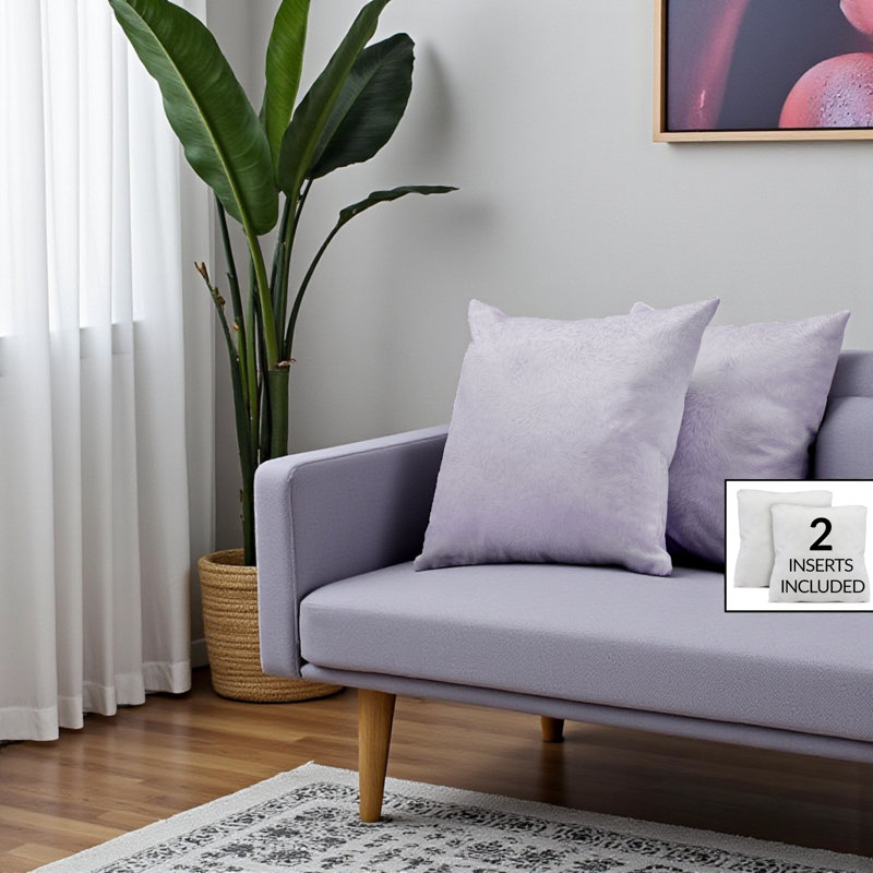 Coussin décoratif en tissu de velours mauve 2 pièces Sennet, H 17,75 po x l 17,75 po x P 5,7 po
