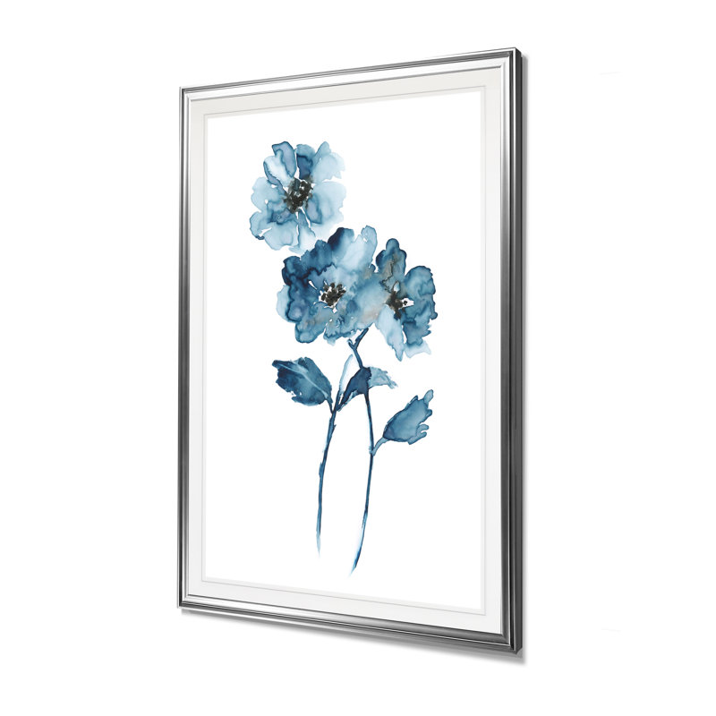 « blue botanique ii », reproduction, H 24 po x l 20 po x P 1,5 po, Cadre argenté