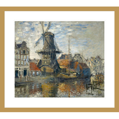 «The Windmill on the Onbekende Gracht Amsterdam» par Claude Monet, impression giclée encadrée