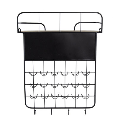 22.8X5.5X28.7" Black Floating Coffee Bar Shelf With Coffee Pod Holder, Hooks And Storage Shelf
