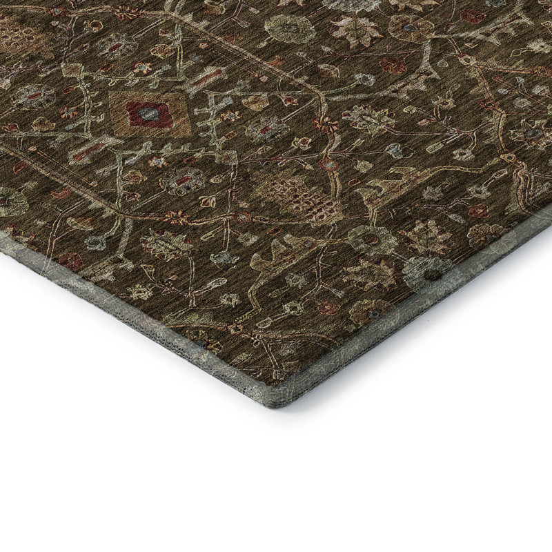 Premium Machine Washable Ducote AMF1130 Global Rug, Rectangle 10 pi x 14 pi