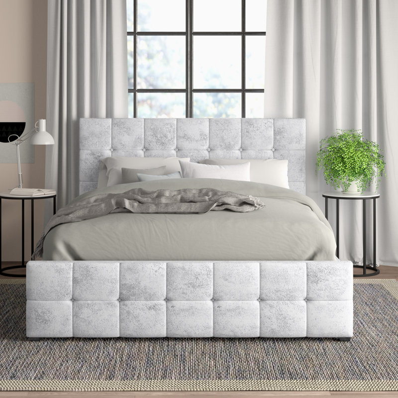 Connell Upholstered Ottoman Bed, Kingsize (5'), Crushed Velvet Silver