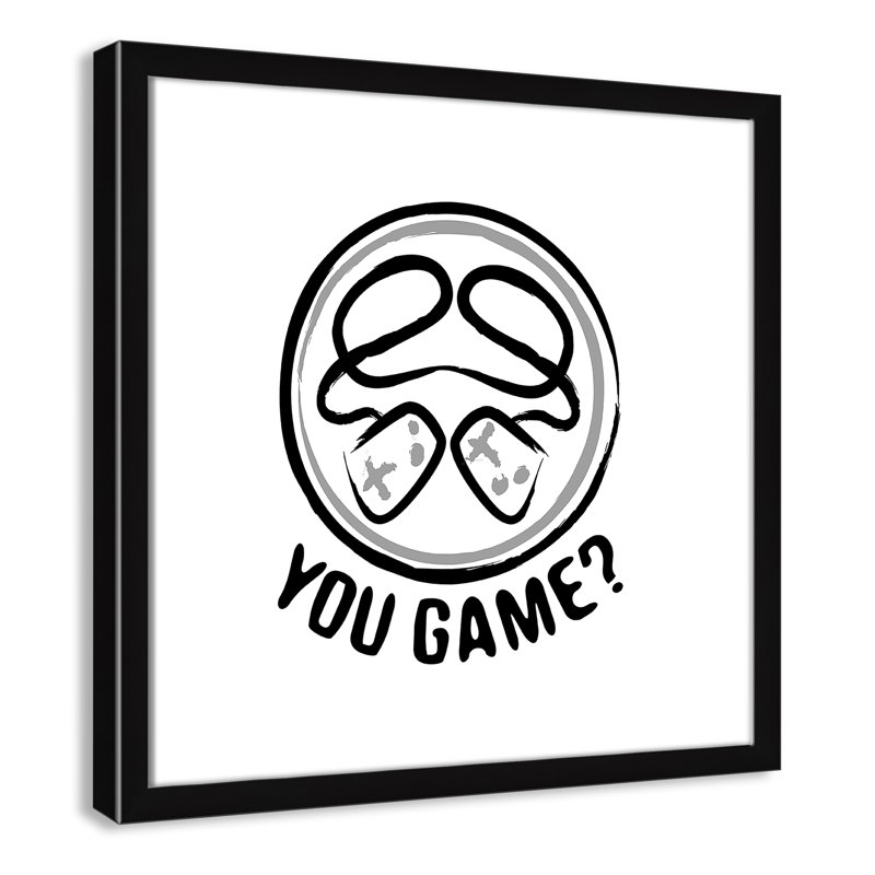 Décoration murale pour enfants avec emblème de jeu, H 17 po x l 17 po x P 1,18 po, Encadré de boîte noir