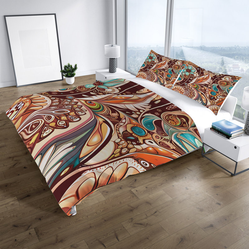 Duvet Cover, Twin Duvet Cover + 1 Queen Sham, Blue/Brown/Yellow