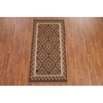 Tapis de couloir brun Kilim