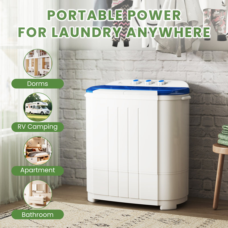 Auertech High Efficiency Portable Washer & Dryer Combo in with Child Safety Lock White