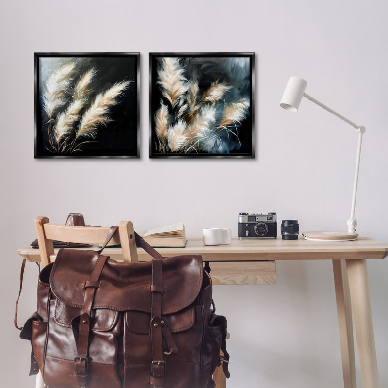  Ensemble de 2 toiles flottantes encadrées Windblown, Cadre flottant noir de jais, H 18 po x l 18 po