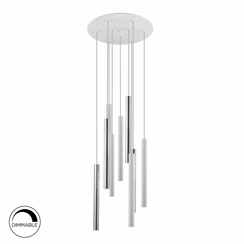 Kuhlmann 9 - Light White LED Cylinder Pendant, Chrome