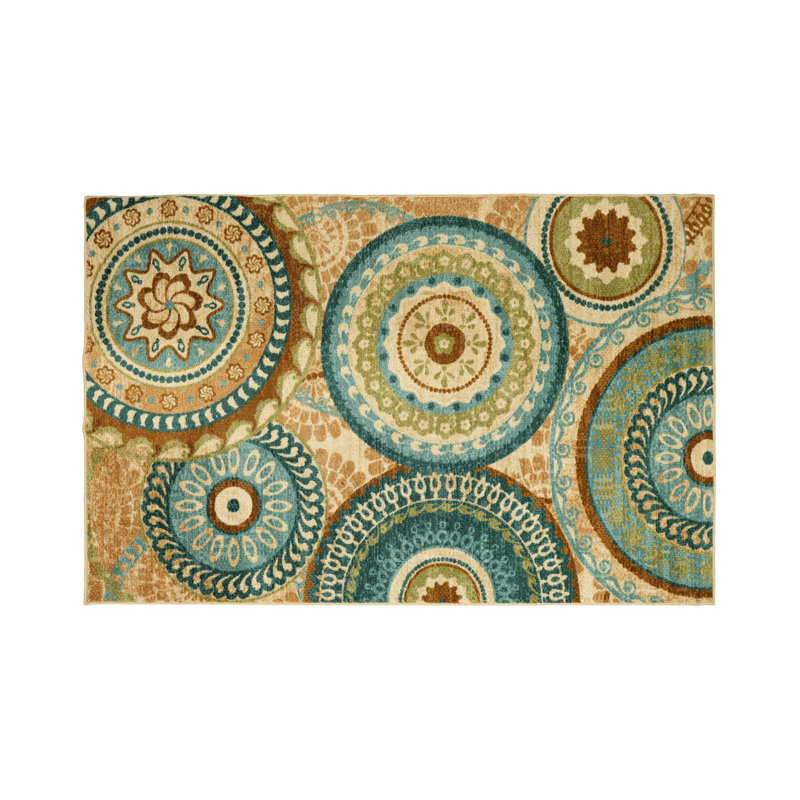 Tapis floral brun / vert, Rectangle 5 pi x 8 pi