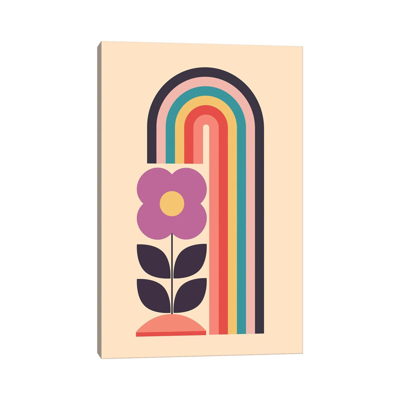 Geometric Abstraction Rainbow Flower 1 Piece Wall Art on Canvas, 66.04 cm H x 45.72 cm W  x  1.905 cm D, Does Not Apply
