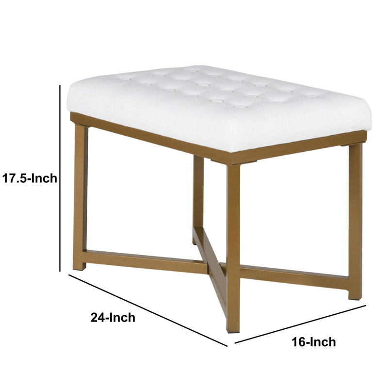 Hoffenden Velvet Upholstered Bench, White