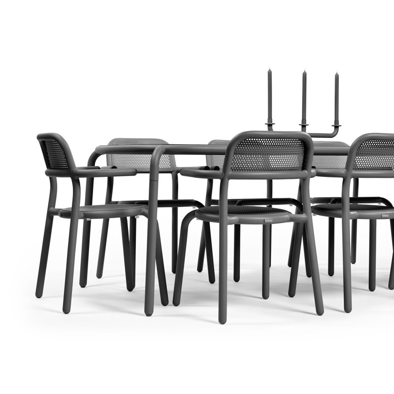 Toní Tablo Outdoor Dining Table Set With Armchairs and Candle Holder, Anthracite